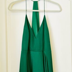Elegant Emerald Green Halter Dress